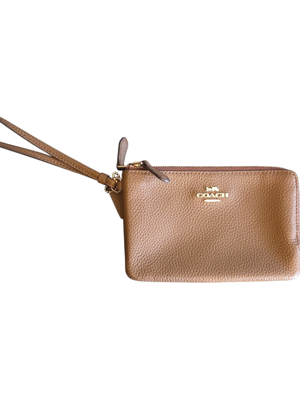 Coach Pebbled Leather Wristlet in Brown